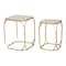 Glitzhome® Gold Metal Square Accent Table with Glass Top Set